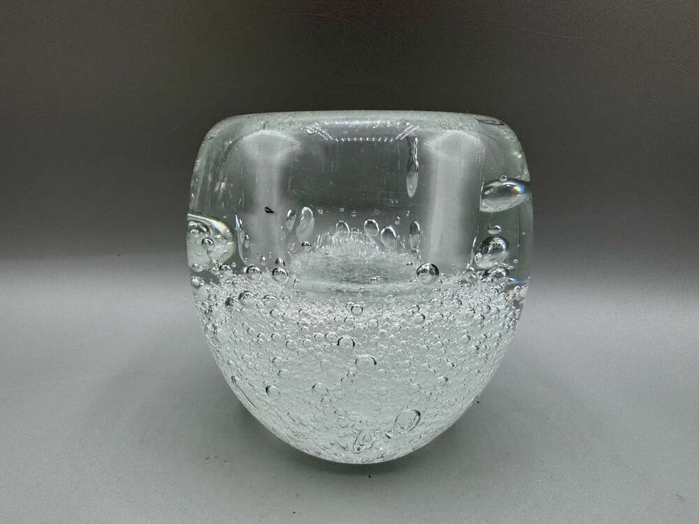 Murano Style Candle Holder Votive Art Glass Control Bubble Vintage Paperweight